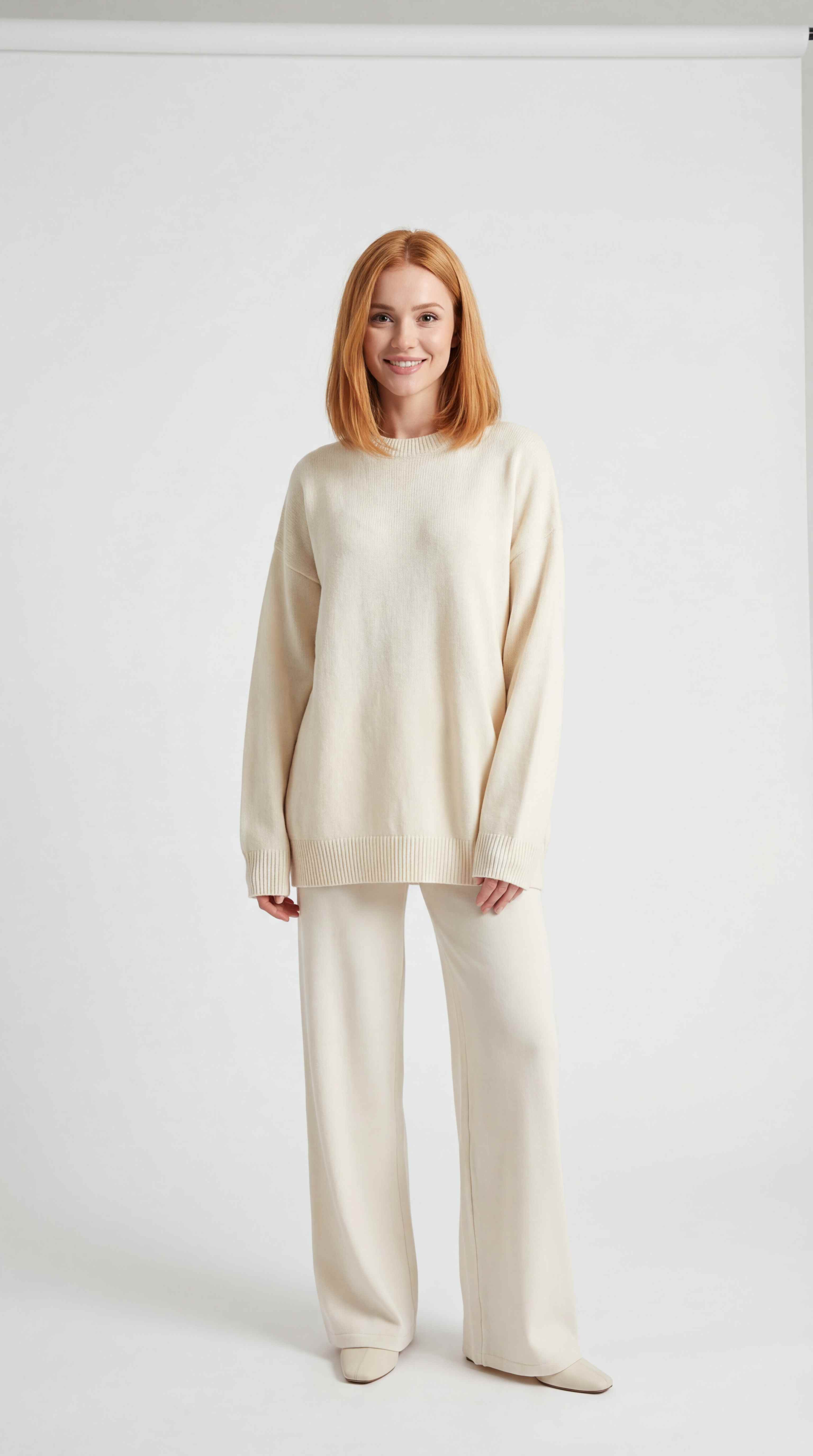 Cream oversized knitwear set